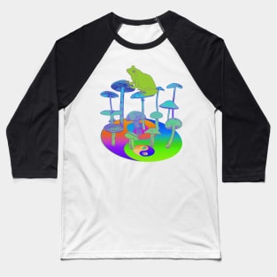 Frog Mushroom Yin Yang Psychedelic Tie Dye Baseball T-Shirt